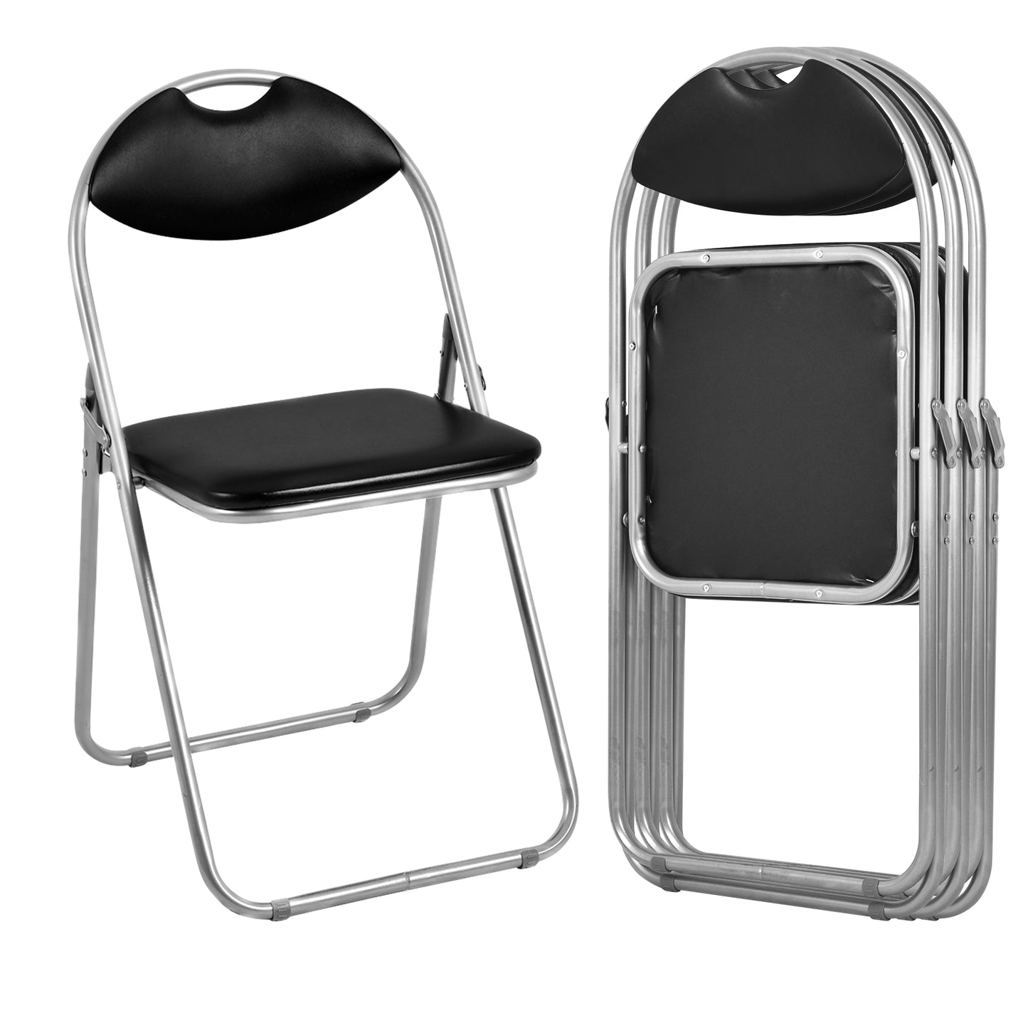 U-Shape Folding Chairs with Hollow Handle - Set of 6