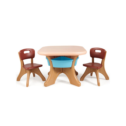 Kids Table and Chair Set with Storage Drawers - 3 Piece