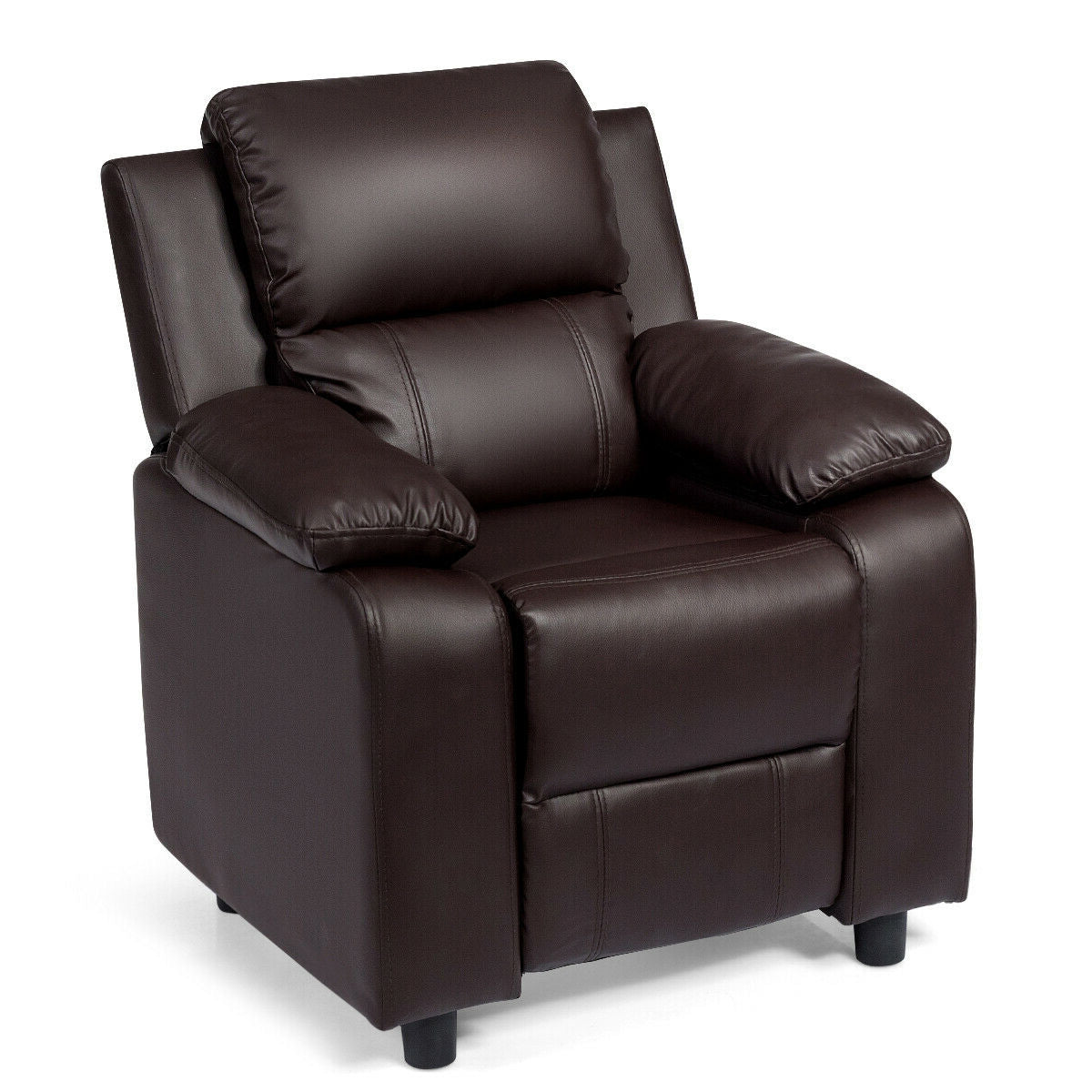 Kids Recliner Armchair with Storage Arms and Headrest