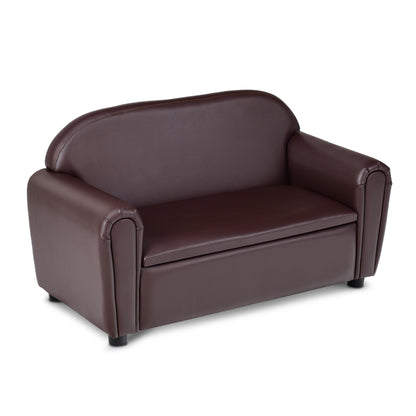 Kids Armrest Sofa Chair with Storage - Brown