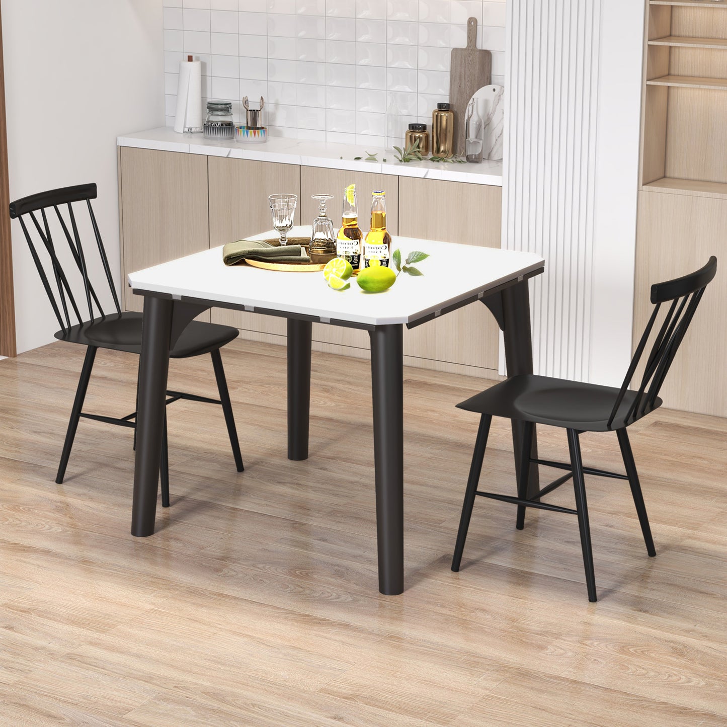 Modern Steel Dining Chairs with Backrest - Set of 2