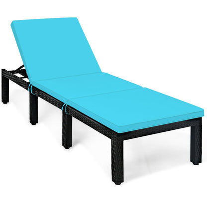 Adjustable Patio Chaise Lounge Chair with Cushion