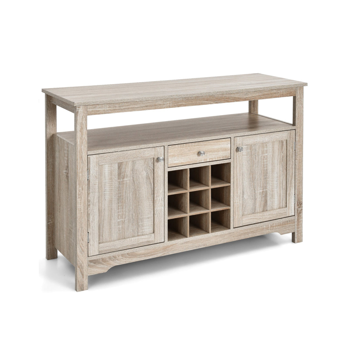 Server Buffet Sideboard With Wine Rack and Open Shelf