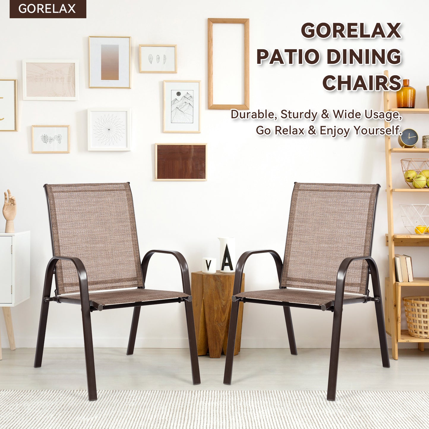 Patio Dining Chairs with Armrests, Set of 2