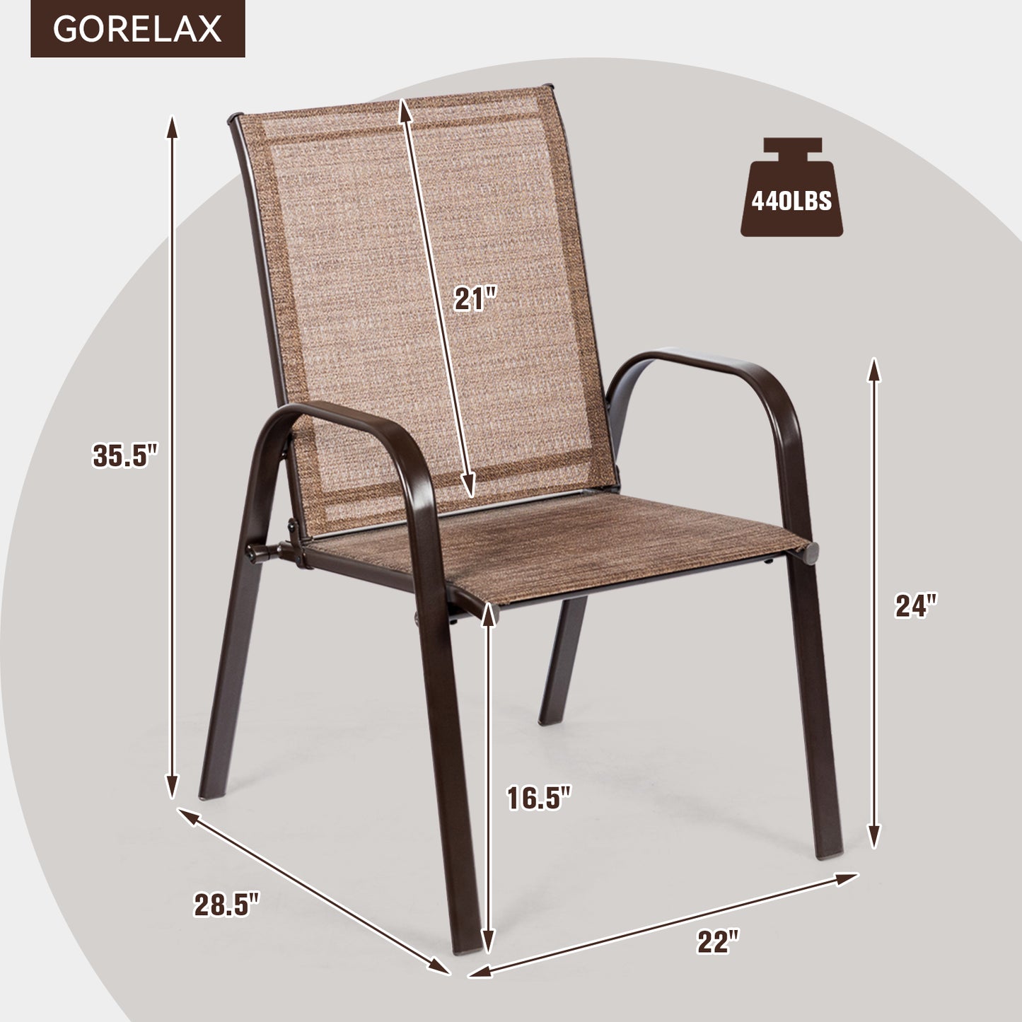 Patio Dining Chairs with Armrests, Set of 2