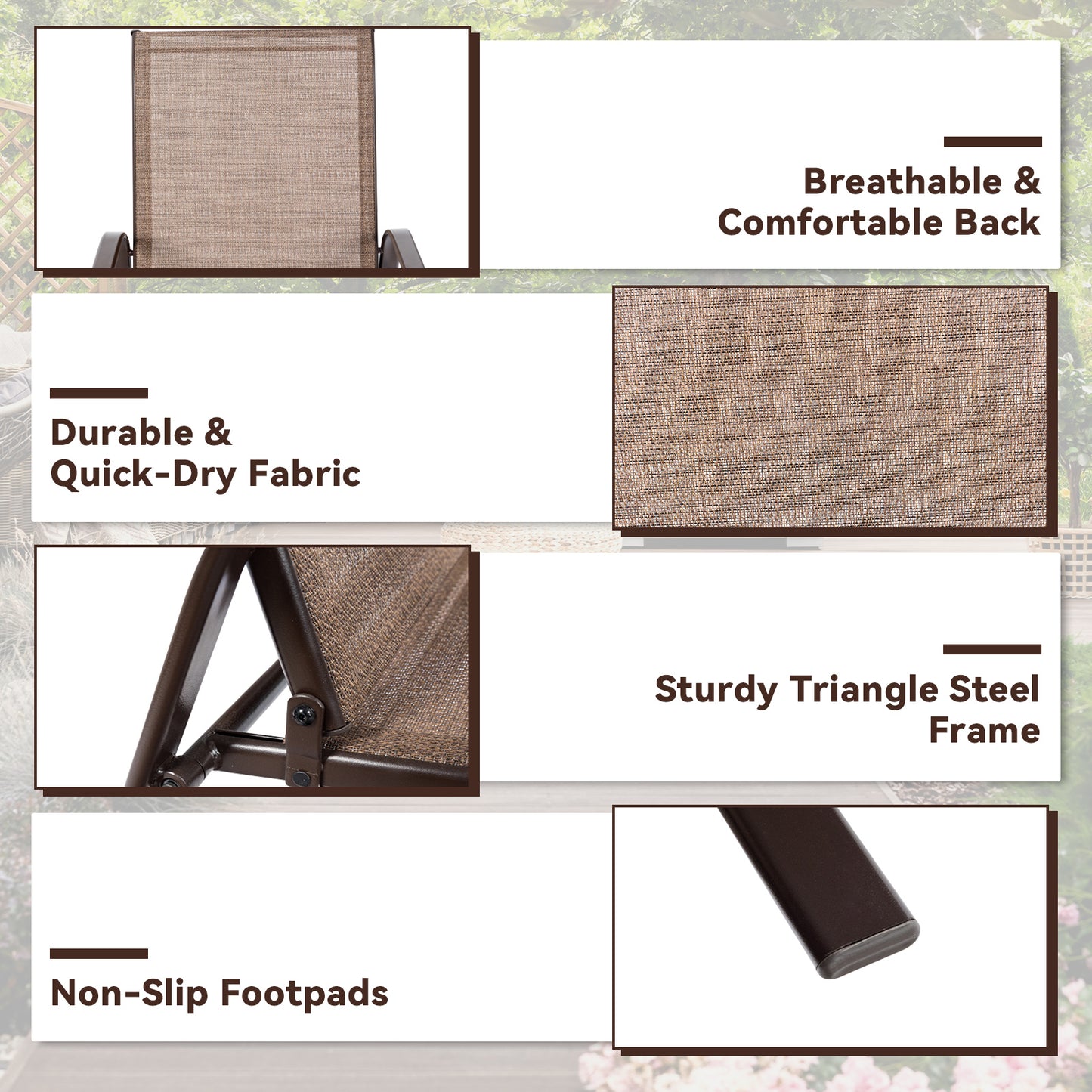 Patio Dining Chairs with Armrests, Set of 2