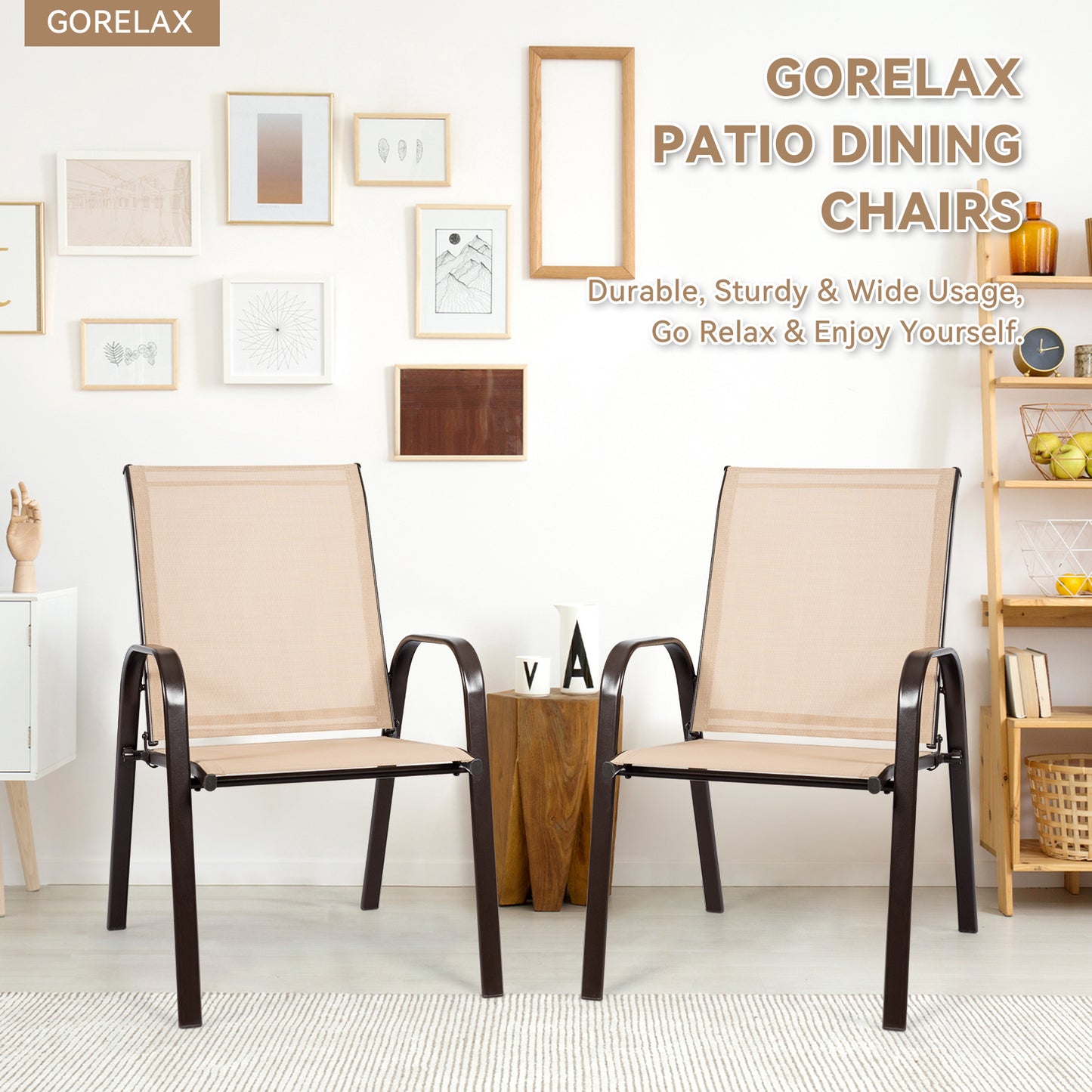 Patio Dining Chairs with Armrests, Set of 2