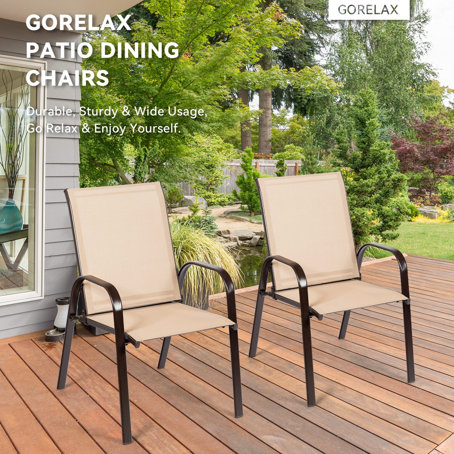 Patio Dining Chairs with Armrests, Set of 2