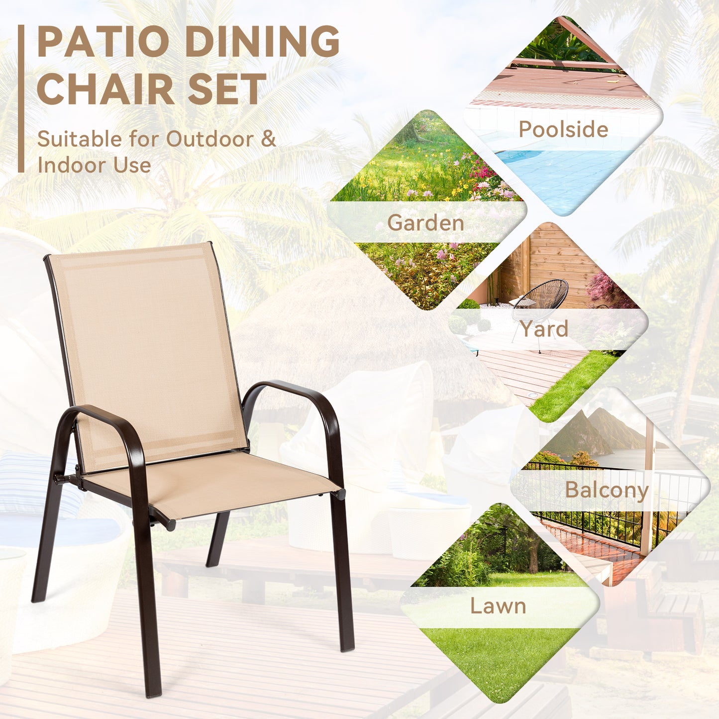 Patio Dining Chairs with Armrests, Set of 2