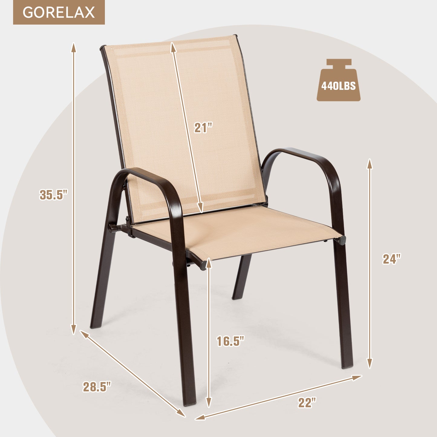 Patio Dining Chairs with Armrests, Set of 2