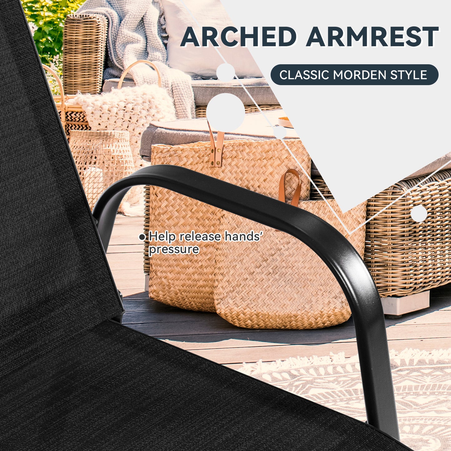 Patio Dining Chairs with Armrests, Set of 2