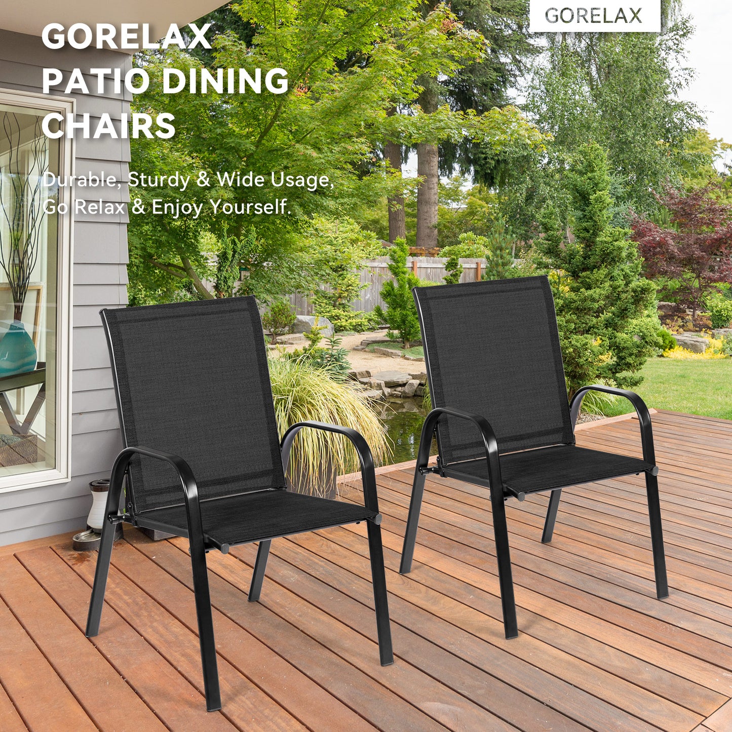 Patio Dining Chairs with Armrests, Set of 2