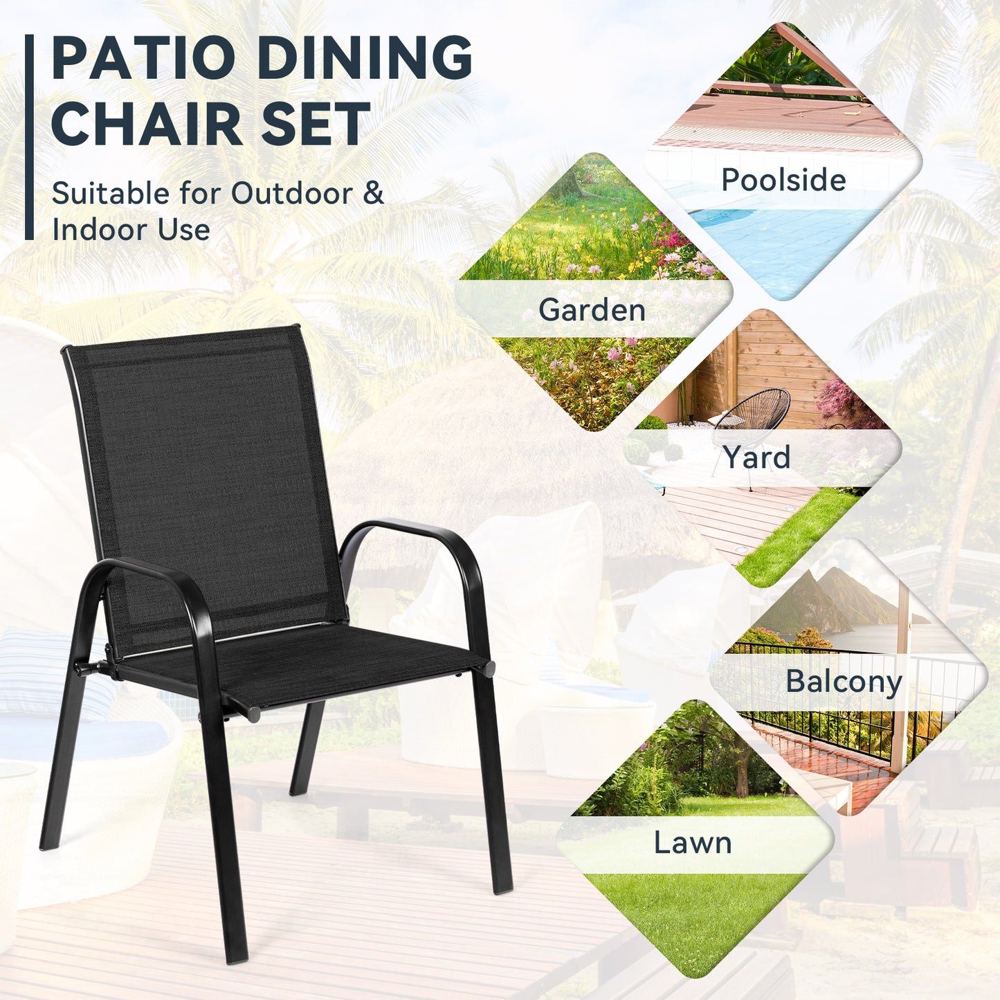 Patio Dining Chairs with Armrests, Set of 2