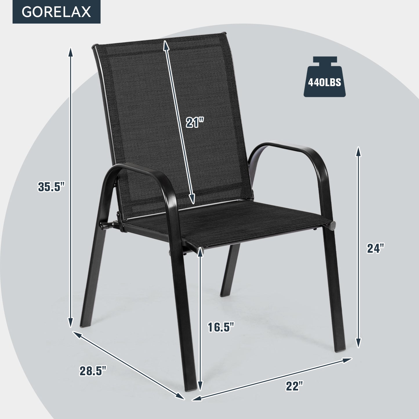 Patio Dining Chairs with Armrests, Set of 2