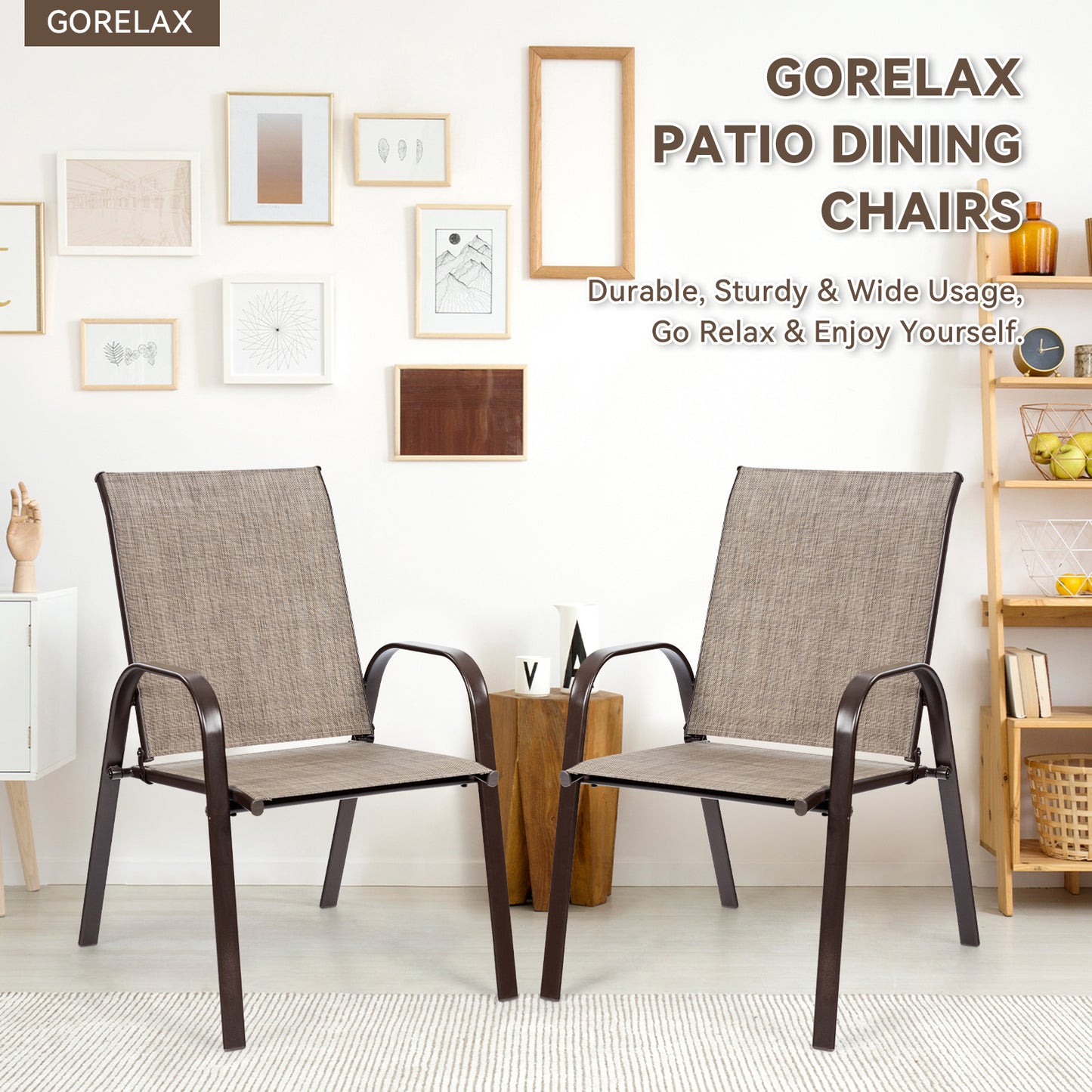 Patio Dining Chairs with Armrests, Set of 2