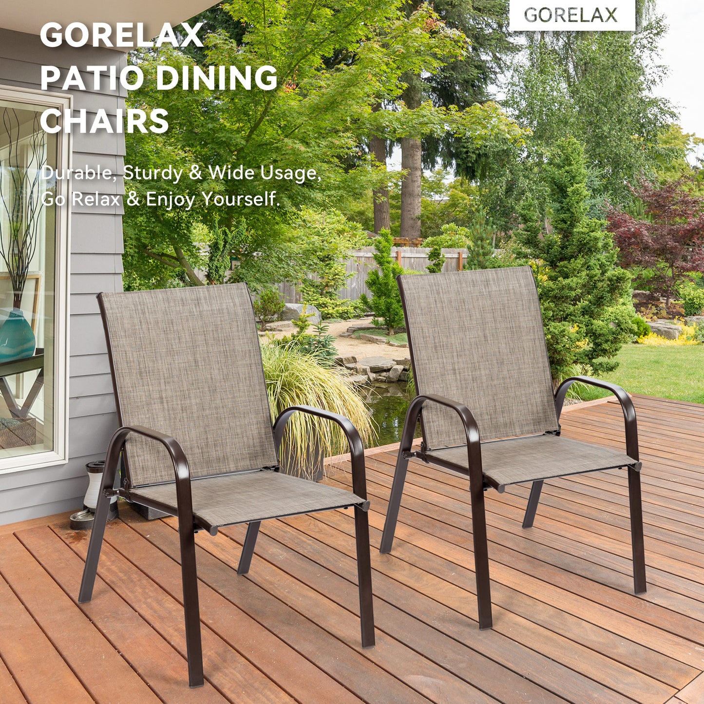 Patio Dining Chairs with Armrests, Set of 2