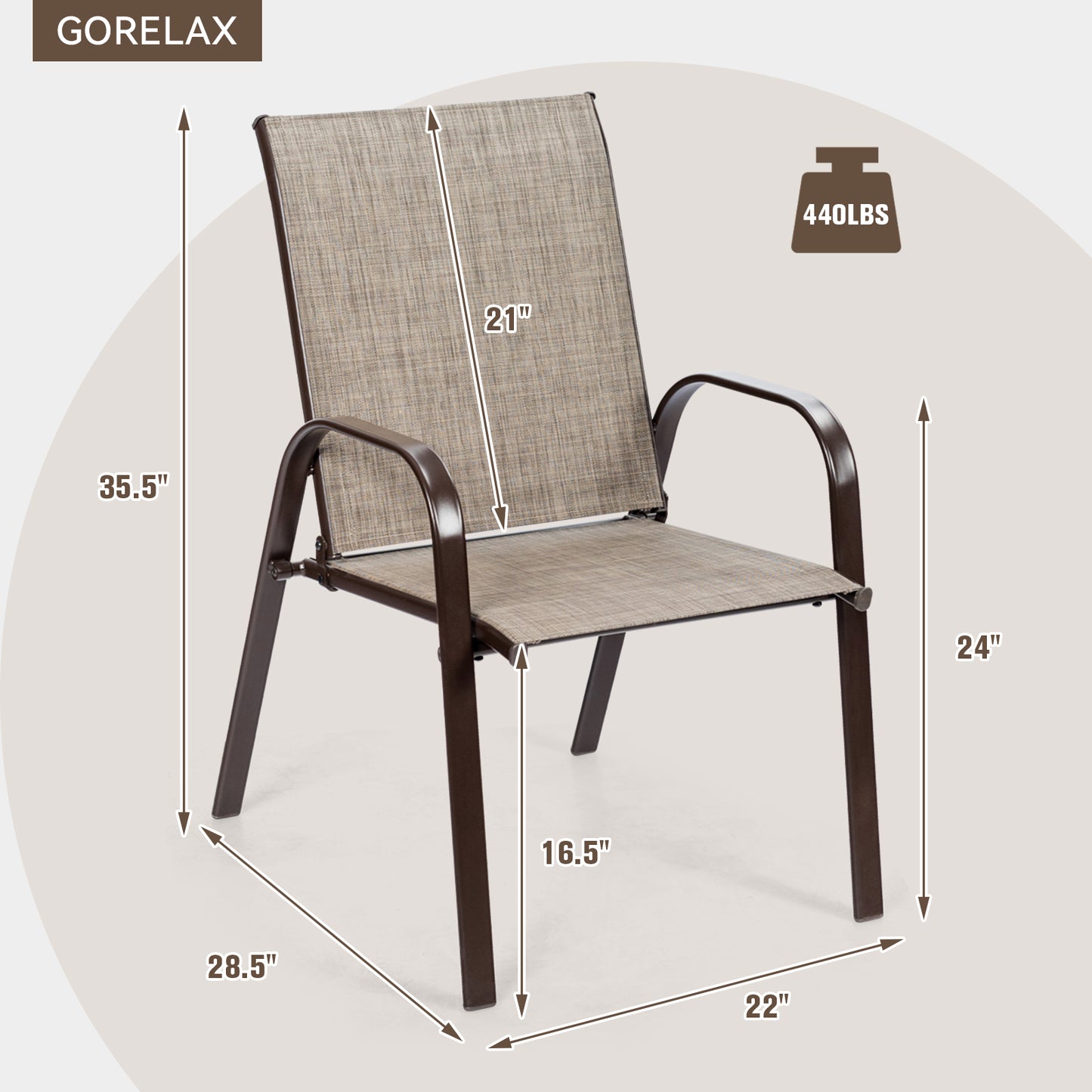 Patio Dining Chairs with Armrests, Set of 2