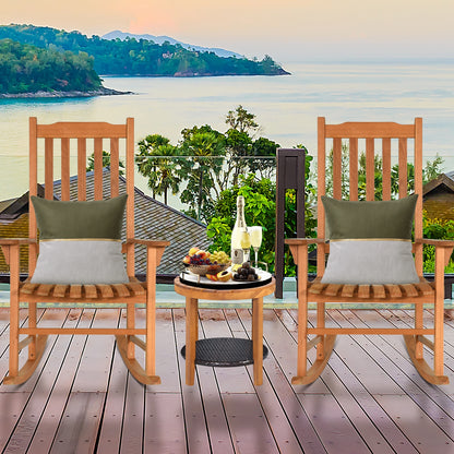 Outdoor Rocking Chair - Natural Eucalyptus Wood for Patio