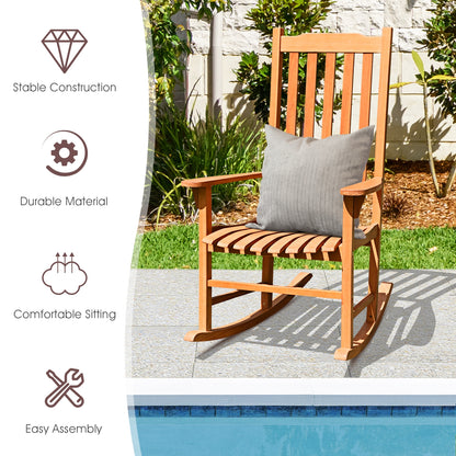Outdoor Rocking Chair - Natural Eucalyptus Wood for Patio