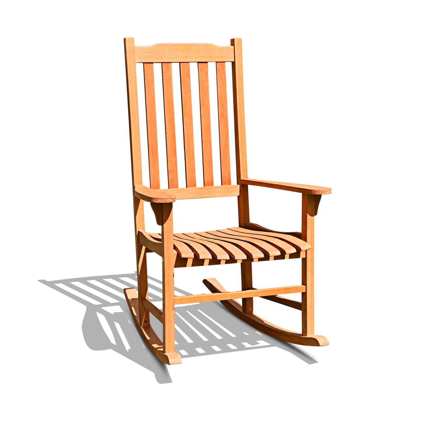 Outdoor Rocking Chair - Natural Eucalyptus Wood for Patio