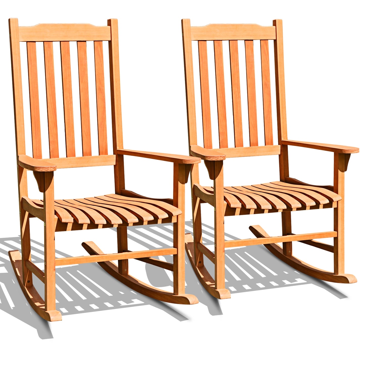 Outdoor Rocking Chair - Natural Eucalyptus Wood for Patio