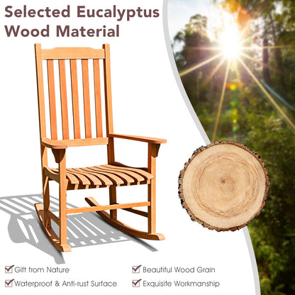 Outdoor Rocking Chair - Natural Eucalyptus Wood for Patio