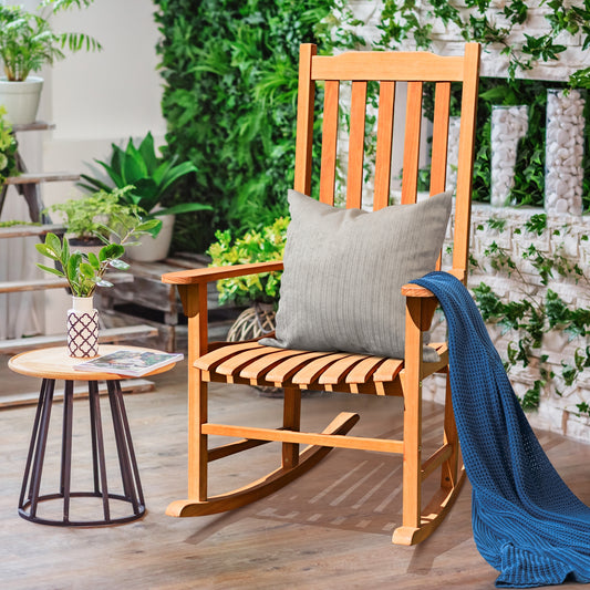 Outdoor Rocking Chair - Natural Eucalyptus Wood for Patio