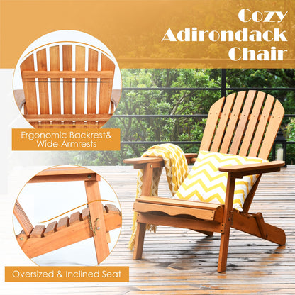 3-Piece Adirondack Chair Set with Side Table - Eucalyptus Wood