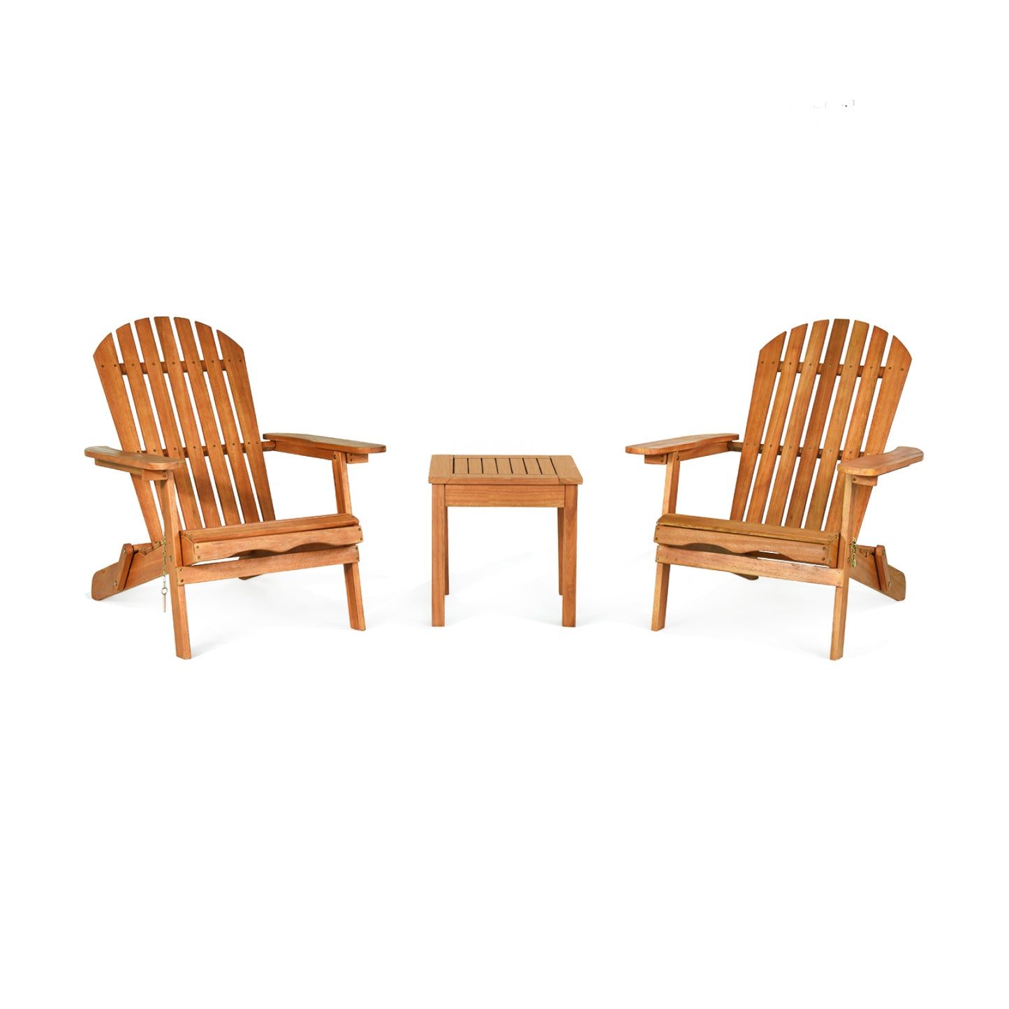 3-Piece Adirondack Chair Set with Side Table - Eucalyptus Wood