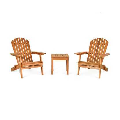 3-Piece Adirondack Chair Set with Side Table - Eucalyptus Wood