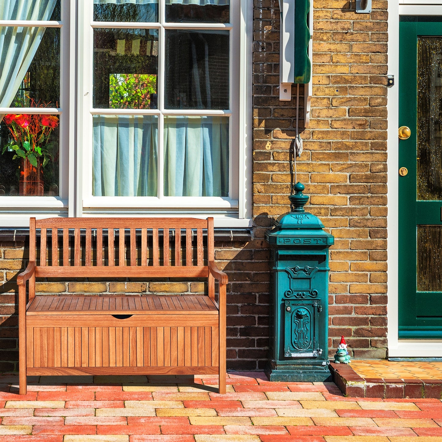 33 Gallon Wooden Storage Bench with Flip-Top Lid