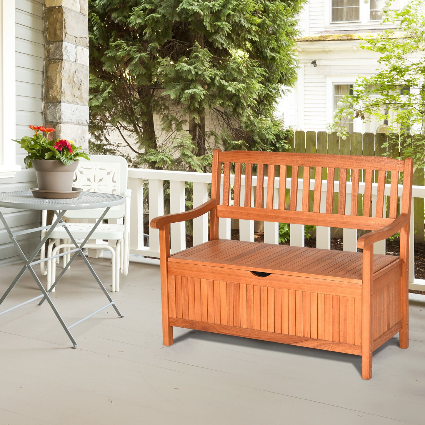 33 Gallon Wooden Storage Bench with Flip-Top Lid