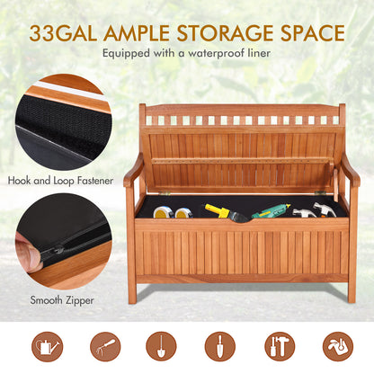 33 Gallon Wooden Storage Bench with Flip-Top Lid