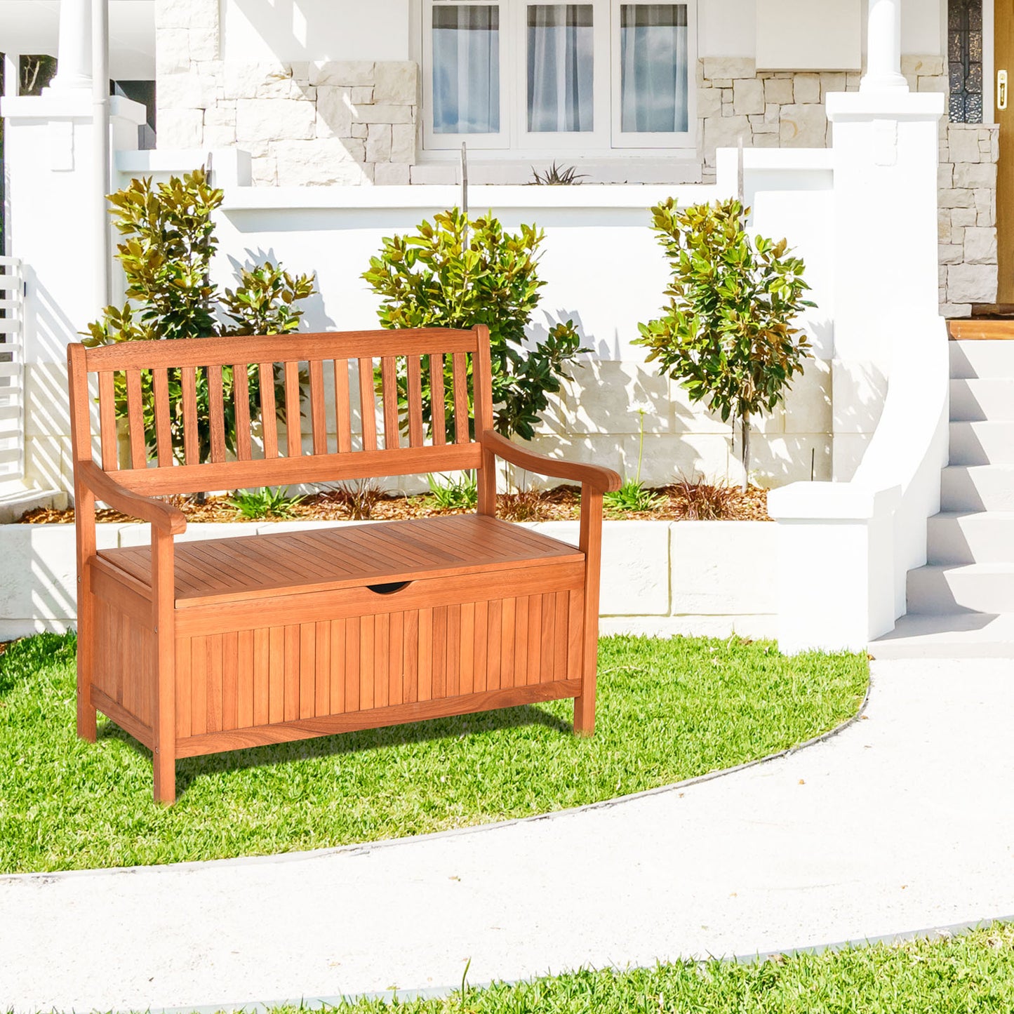 33 Gallon Wooden Storage Bench with Flip-Top Lid