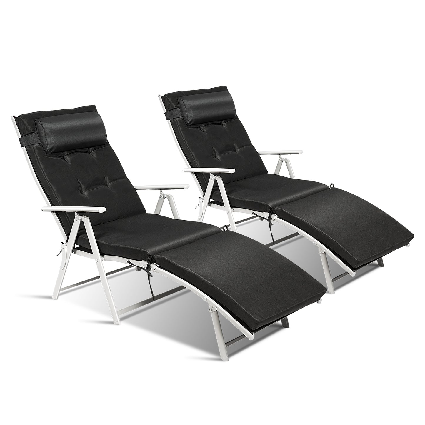 Adjustable Folding Chaise Lounge Chair with Pillow