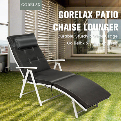 Adjustable Folding Chaise Lounge Chair with Pillow