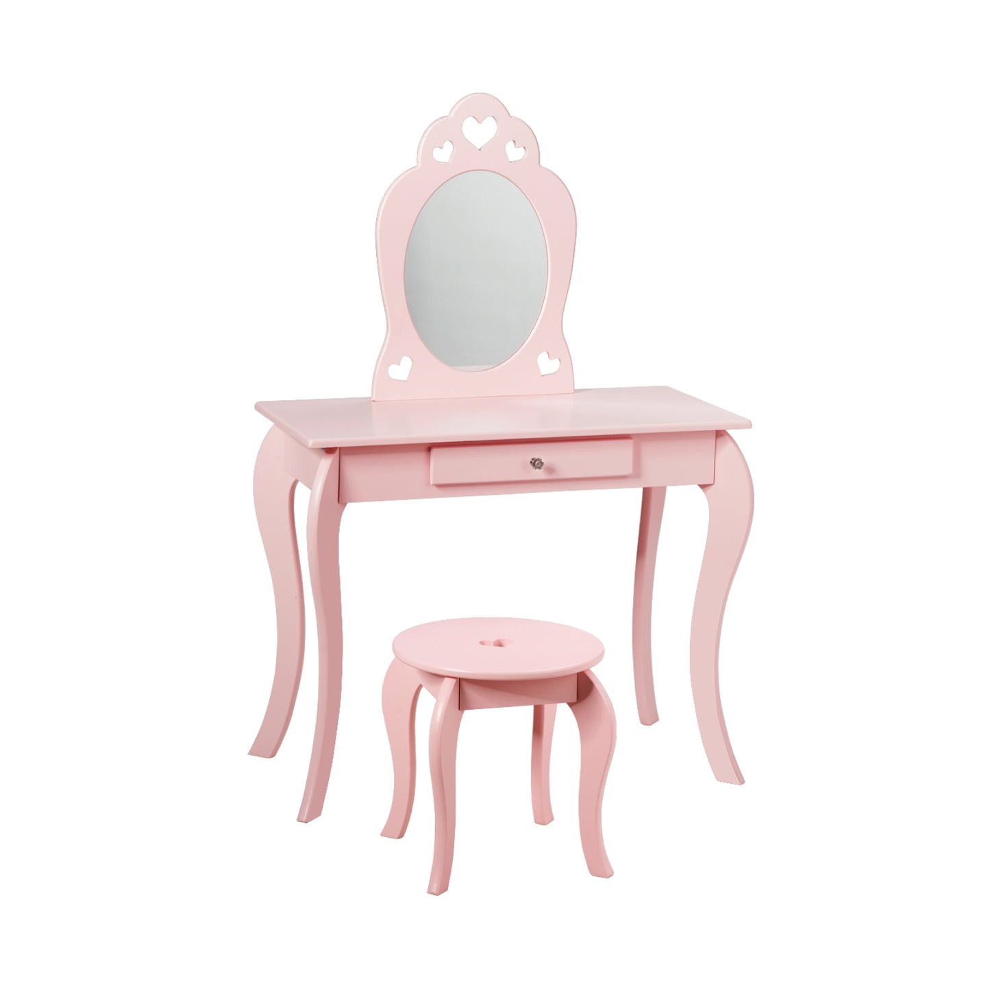 Kids Vanity Table Set with Mirror and Stool