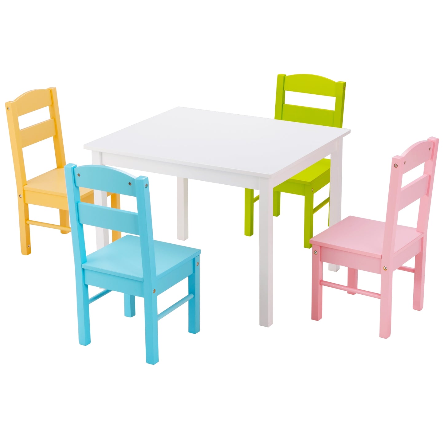 Kids Table and Chair Set - 5 Piece Pine Wood