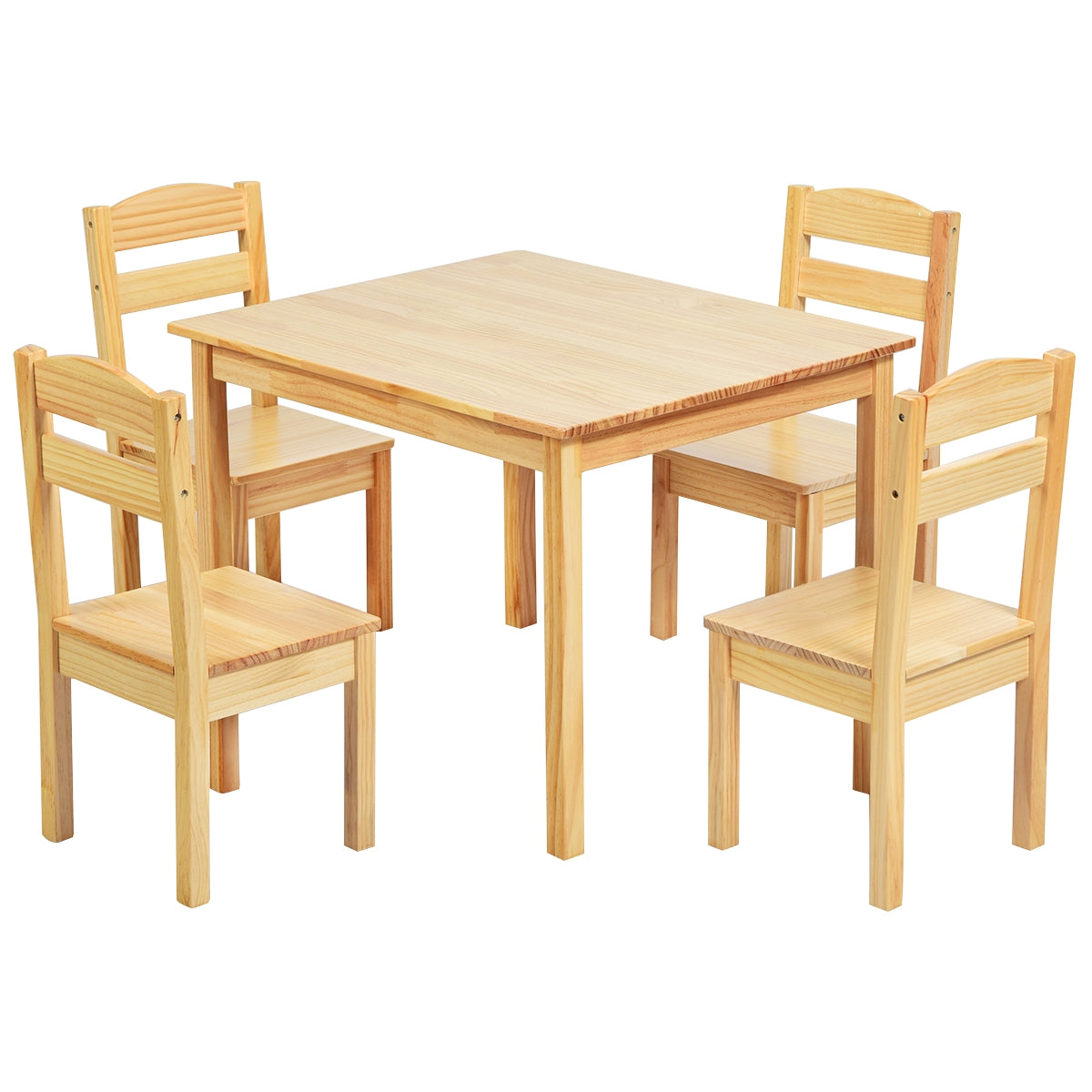 Kids Table and Chair Set - 5 Piece Pine Wood
