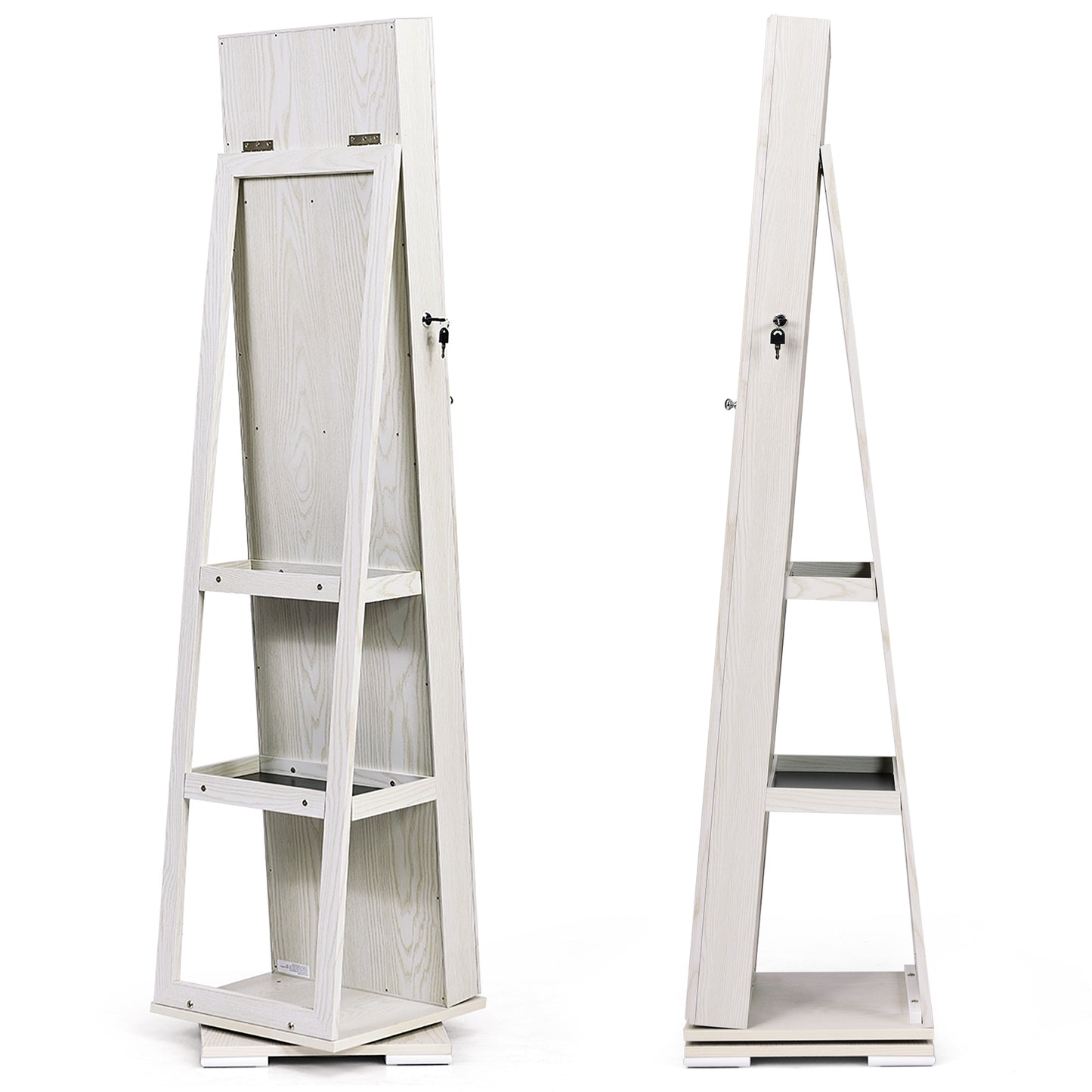 Jewelry Armoire with Full-Length Mirror and 360° Rotation