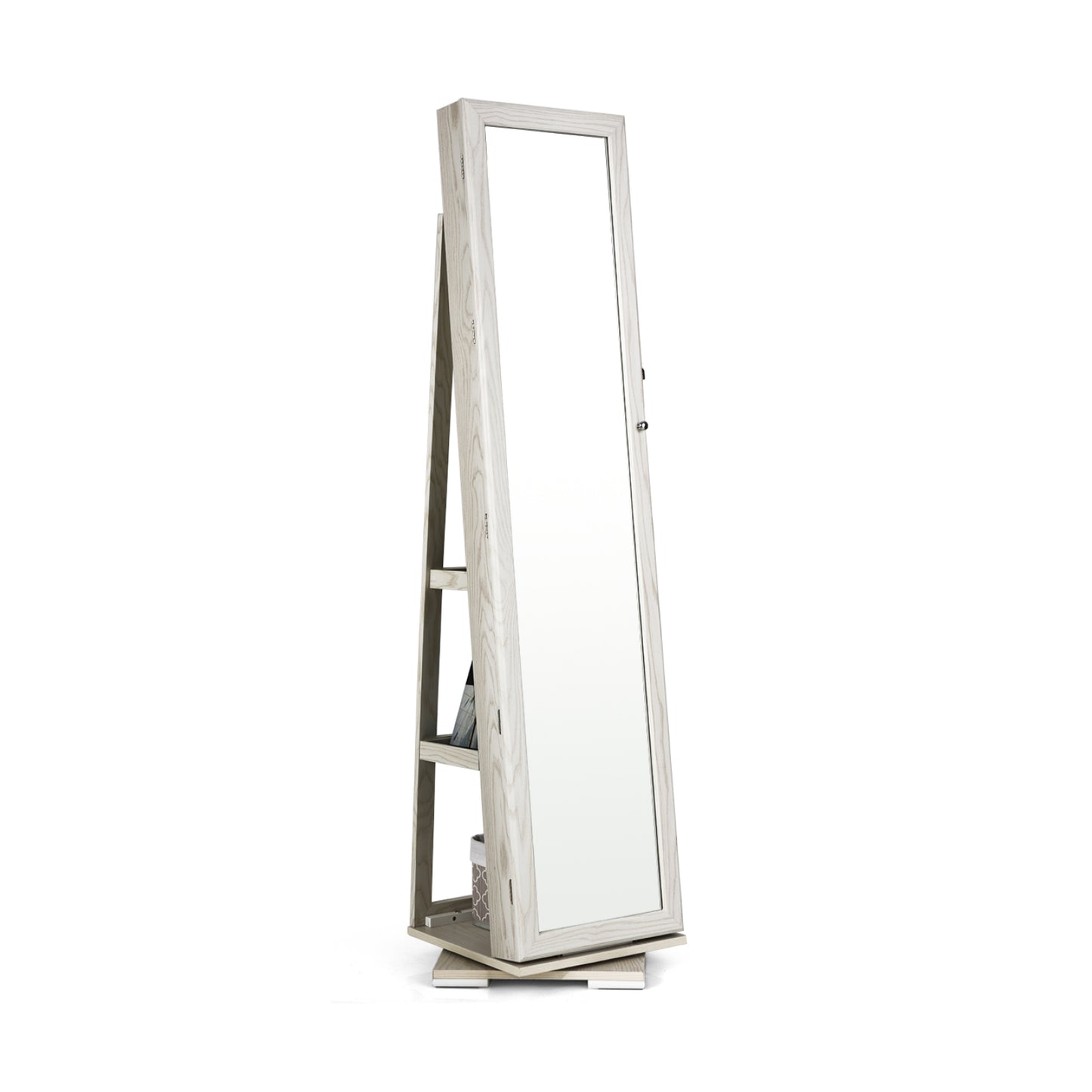 Jewelry Armoire with Full-Length Mirror and 360° Rotation