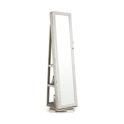 Jewelry Armoire with Full-Length Mirror and 360° Rotation