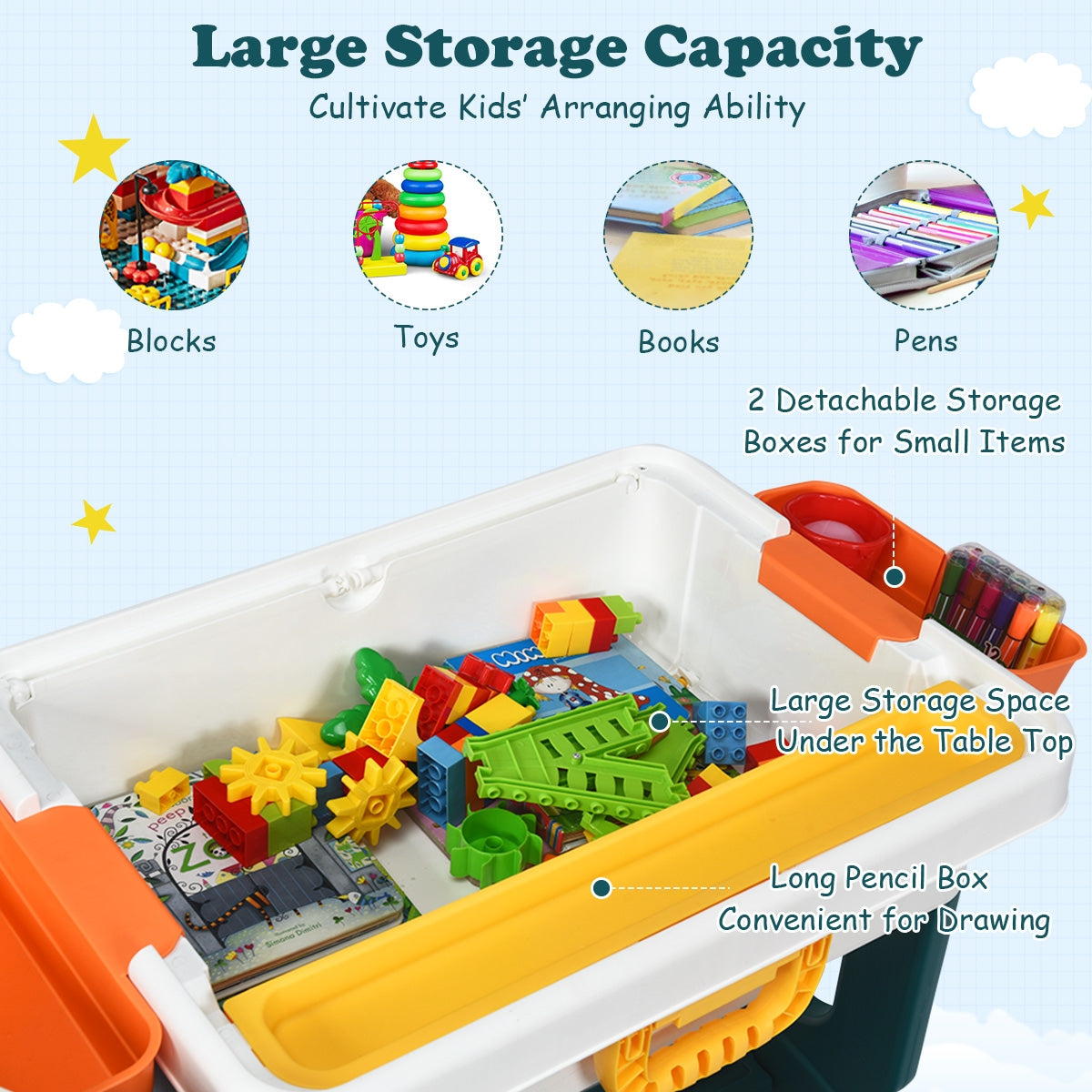 Kids Activity Table Set with Storage and Chair - 5-in-1