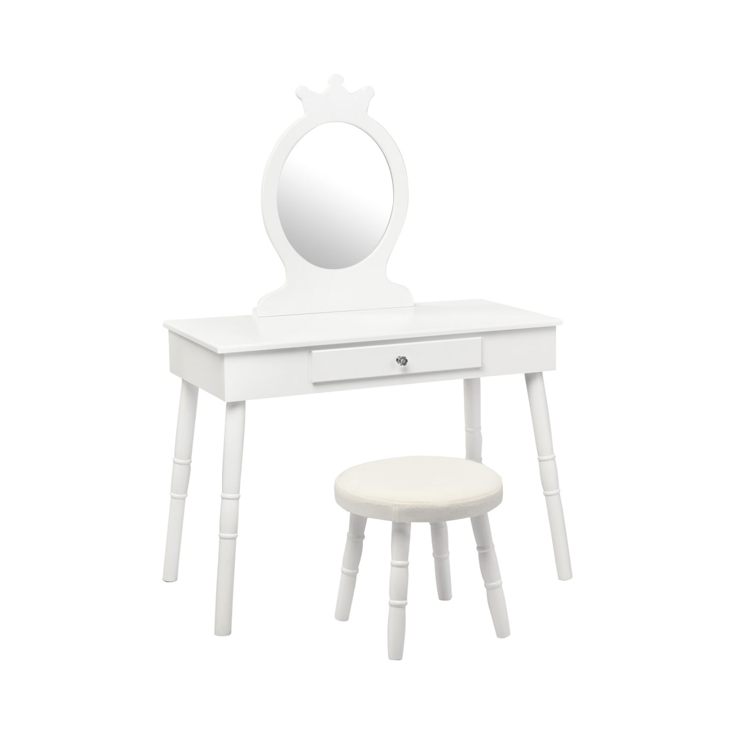 Kids Vanity Table and Chair Set with Mirror and Drawer