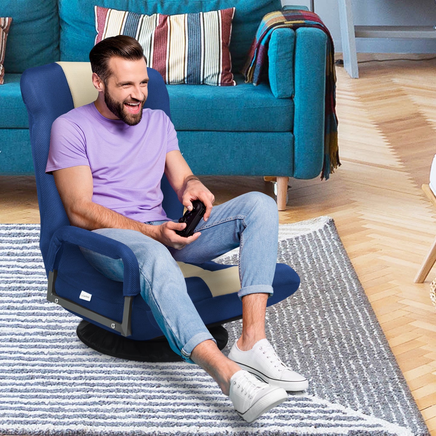 Swivel Gaming Floor Chair with Adjustable Backrest