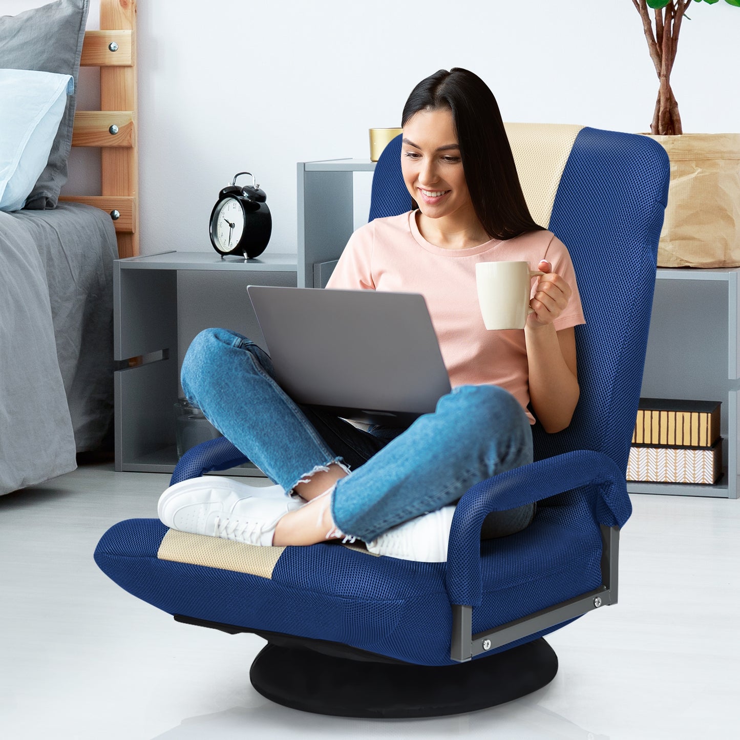 Swivel Gaming Floor Chair with Adjustable Backrest