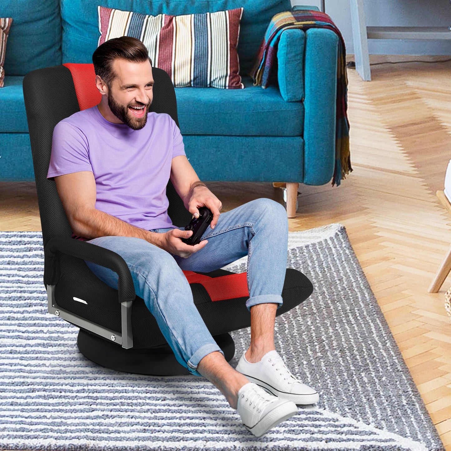 Swivel Gaming Floor Chair with Adjustable Backrest