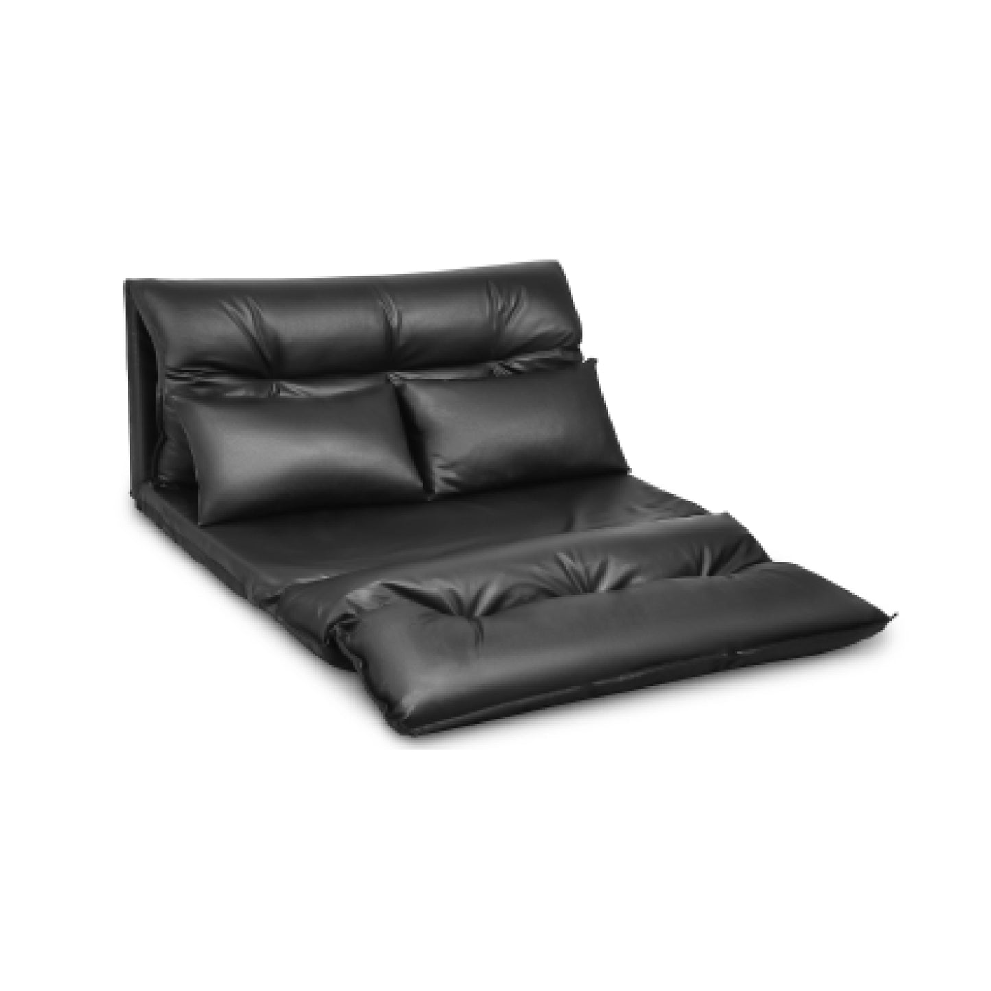 Adjustable Floor Sofa Bed with Pillows - Foldable PU Leather