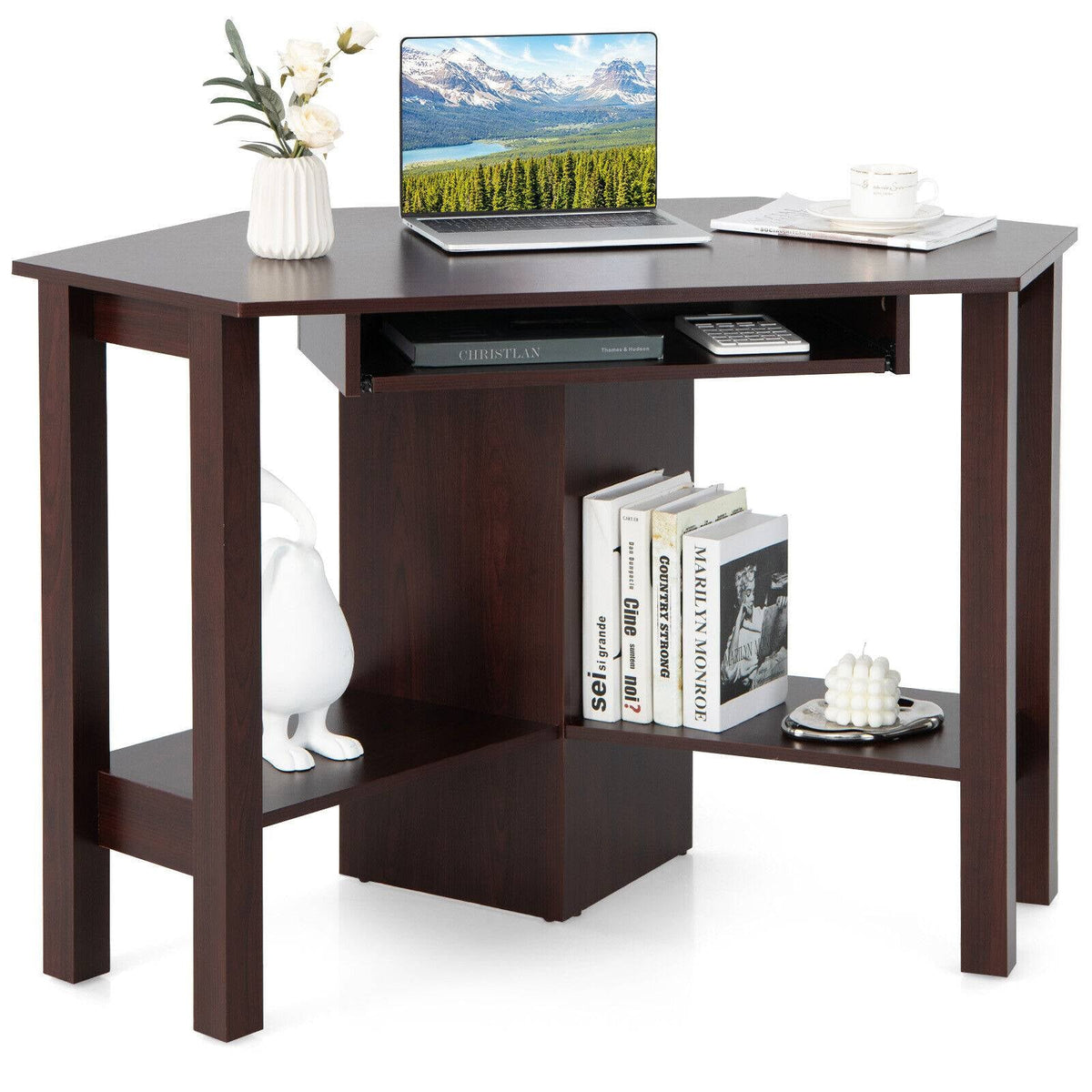 Wooden Study Computer Corner Desk with Drawer