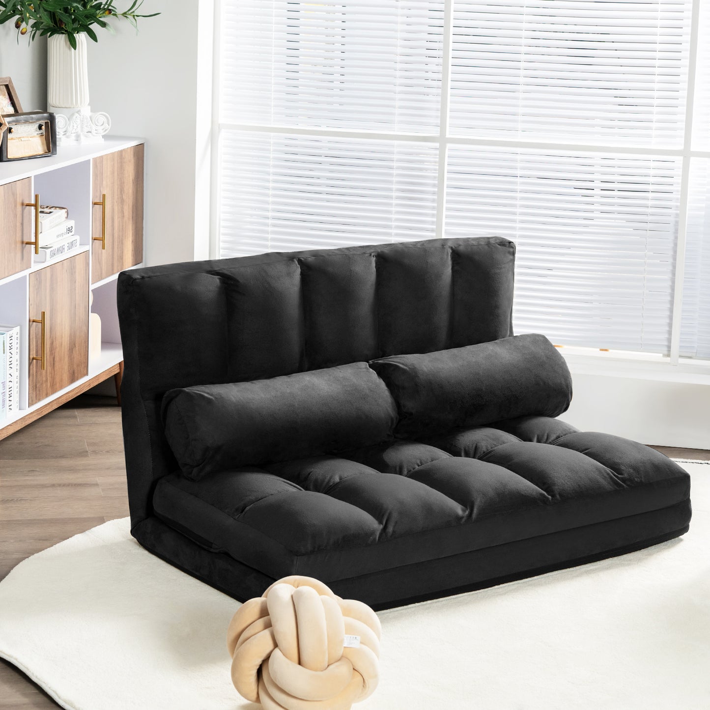 6-Position Foldable Floor Sofa Bed with Removable Cover